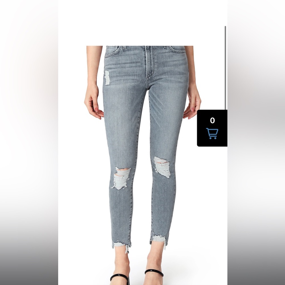 Joe’s Jeans The Charlie High Rise Skinny Ankle Vetiver Grey Distressed